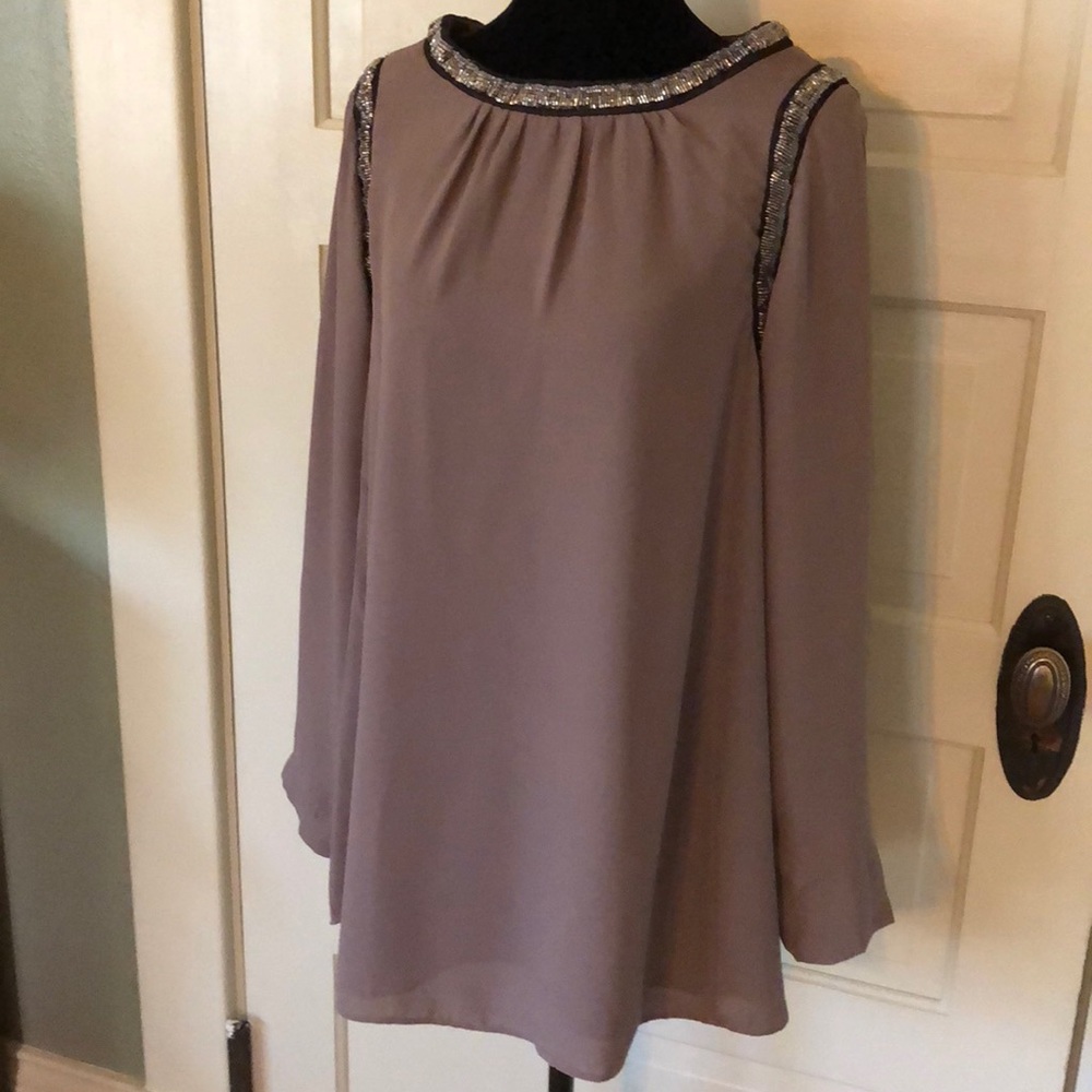 Gorgeous Lined and Beaded Chiffon Blouse